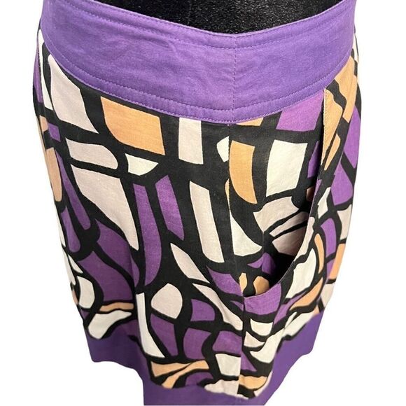 Dillard’s Pink Twill Purple Black White Tan Cotton Circle Skater Skirt Size 8 - Picture 6 of 9